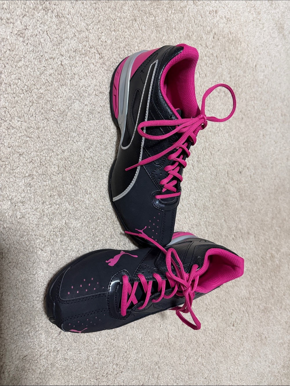 Puma Women's Black Athletic Sneakers with Hot Pink Accents